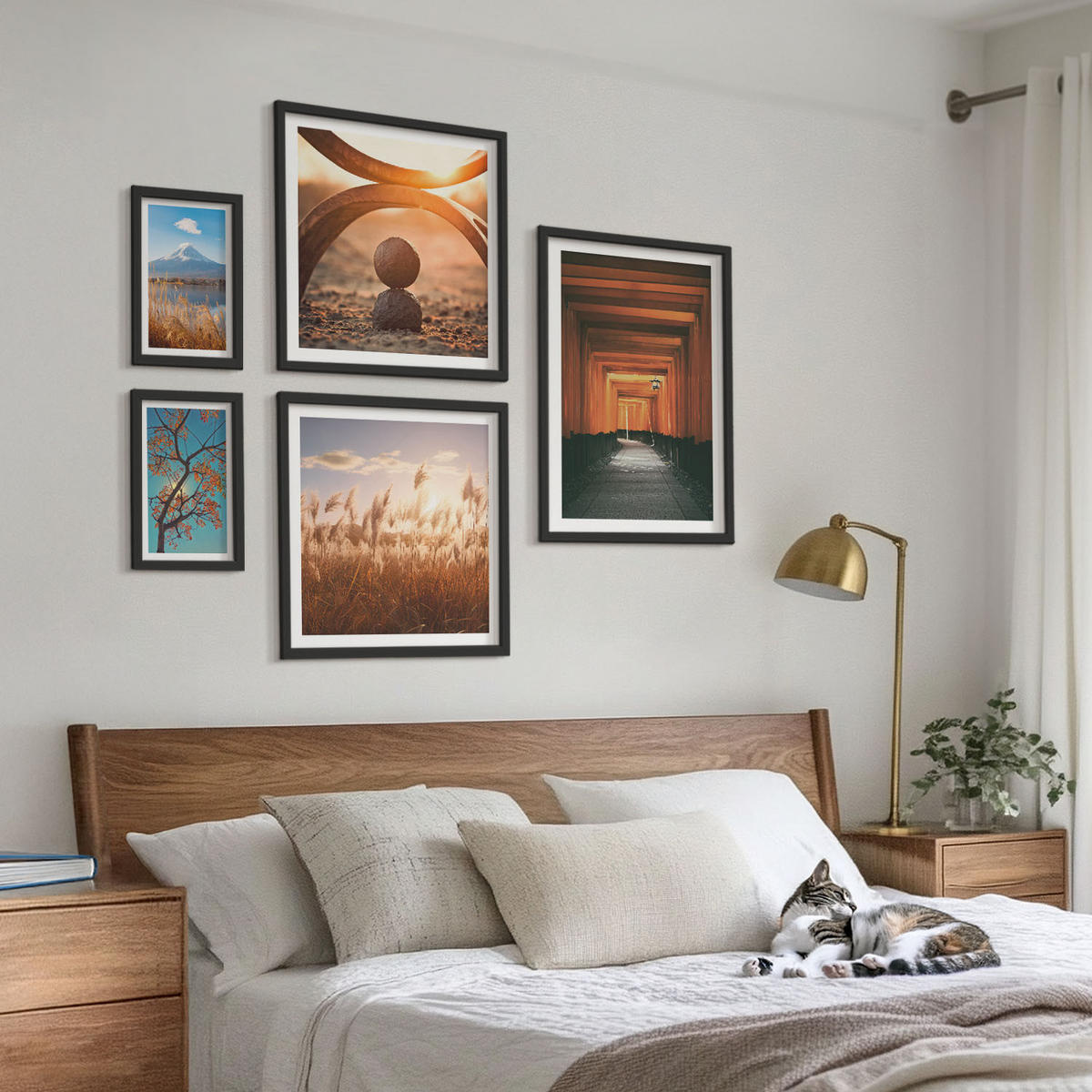 BILDER SET 5er Set - 50x50 cm & 20x30 cm & 40x60 cm Schwarzer Rahmen - Architektur der Küstenstädte - Schwarz, Kunststoff (40/60cm) - TULUP