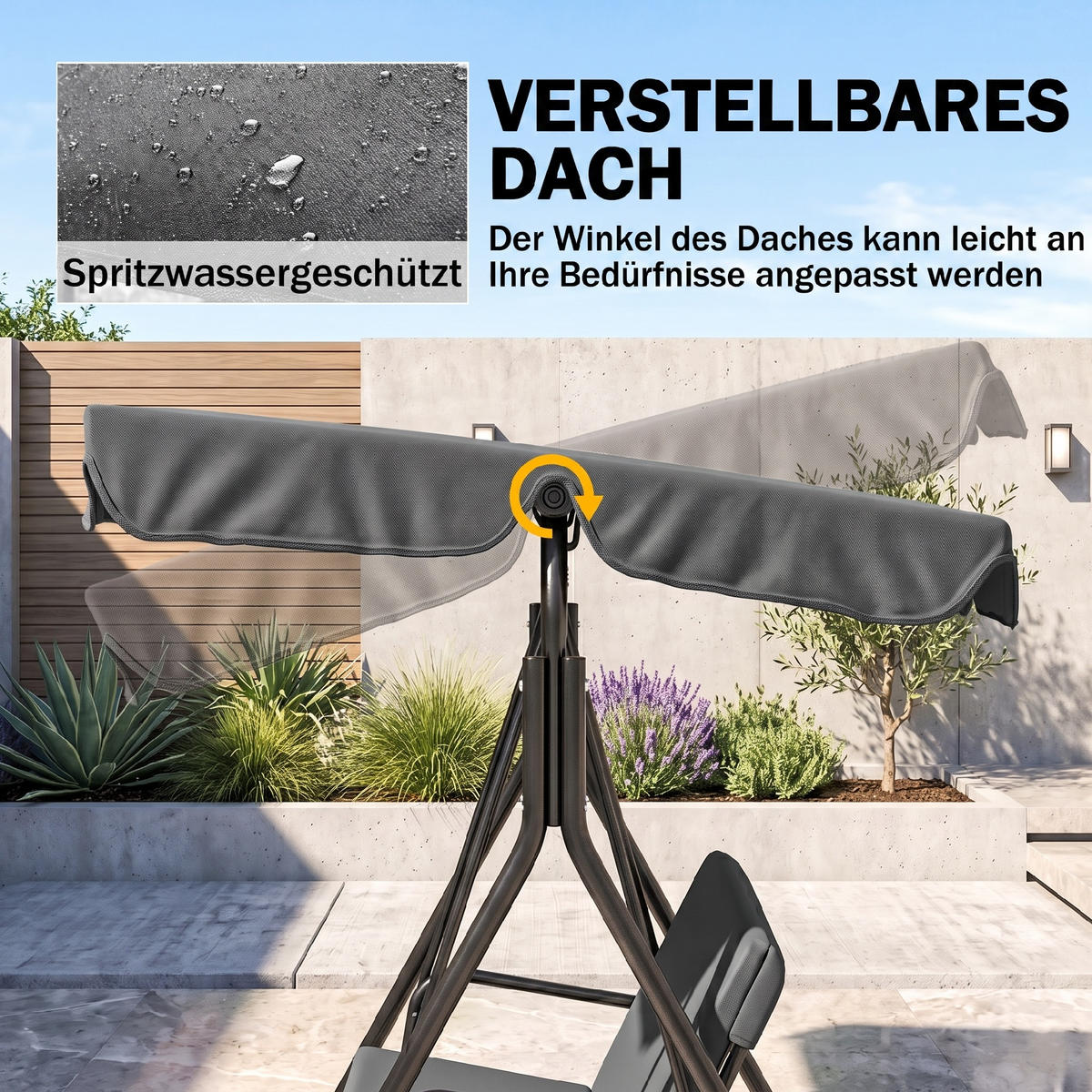 HOLLYWOODSCHAUKEL mit Sitzpolster - Grau, Metall (110/153/172cm) - Outsunny