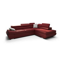 ECKSOFA KONGO RBN03, Eckcouch in L-Form mit Schlaffunktion, Farbe: Rot, Kunstleder, Ottomane Rechts - Rot, Textil (280/200cm) - O-Sofa