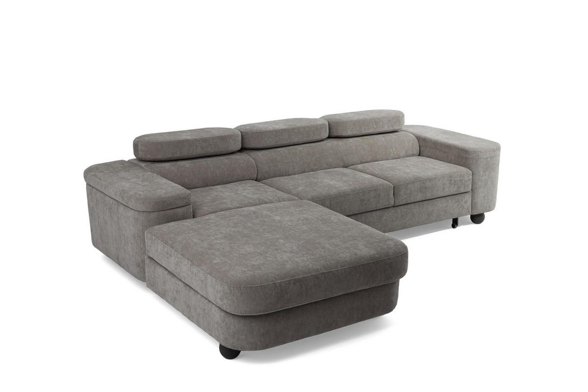 ECKSOFA LOVE L Links mit Schlaffunktion 124x210 Chenille Grau - Schwarz/Grau, Holz/Textil (284/205cm) - Muffo
