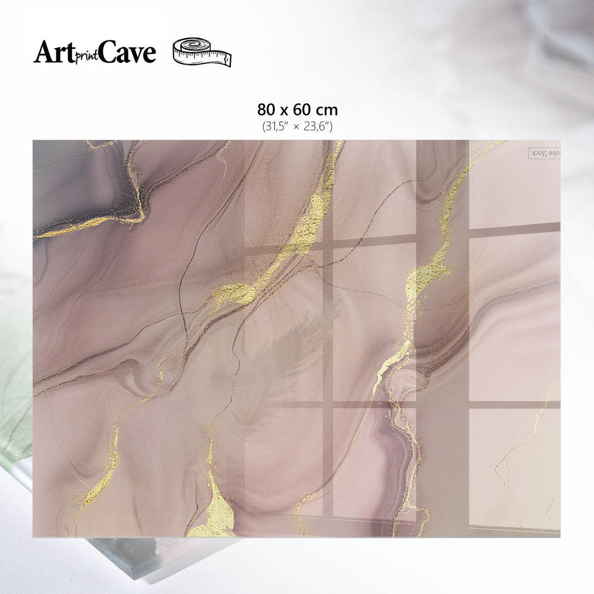 GLASPLATTE 80x60 cm – Subtile Eleganz - Beige, Glas (0.4/80/60cm) - ArtPrintCave