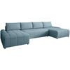 WOHNLANDSCHAFT Costa U Hellblau, Velours - Schwarz/Hellblau, Kunststoff/Textil (367/80/169cm) - Beautysofa