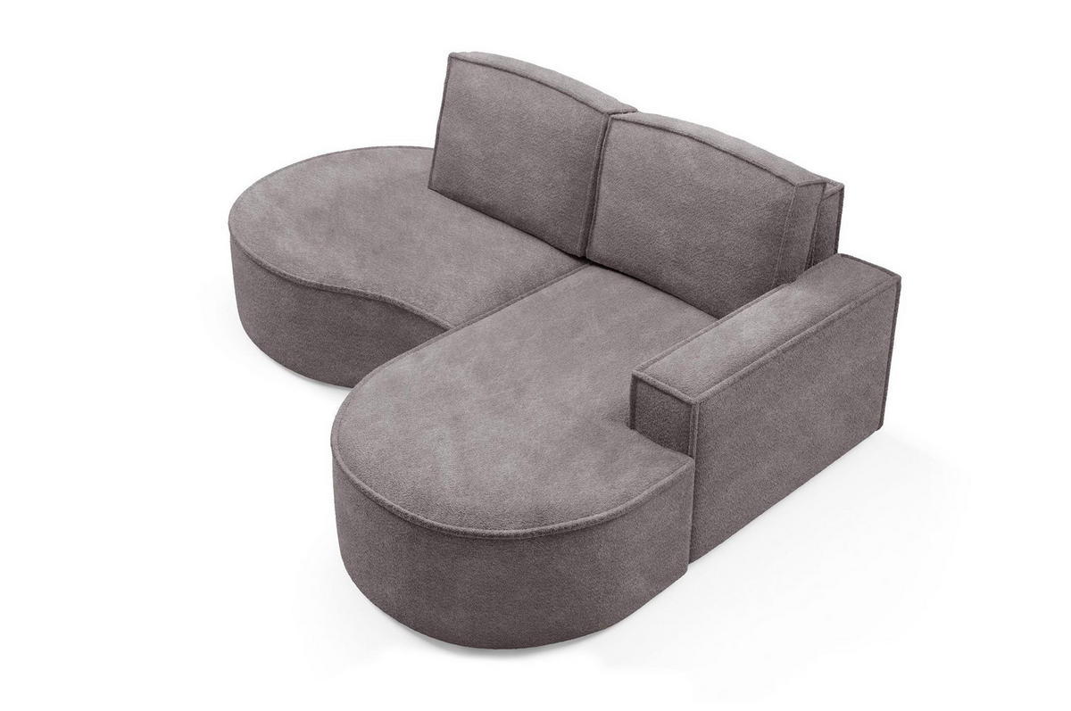 ECKSOFA Flow Grau, mit Kissen in Abriamo Stoff, rechte seite - Grau, Holzwerkstoff/Textil (210/157cm) - Bettso