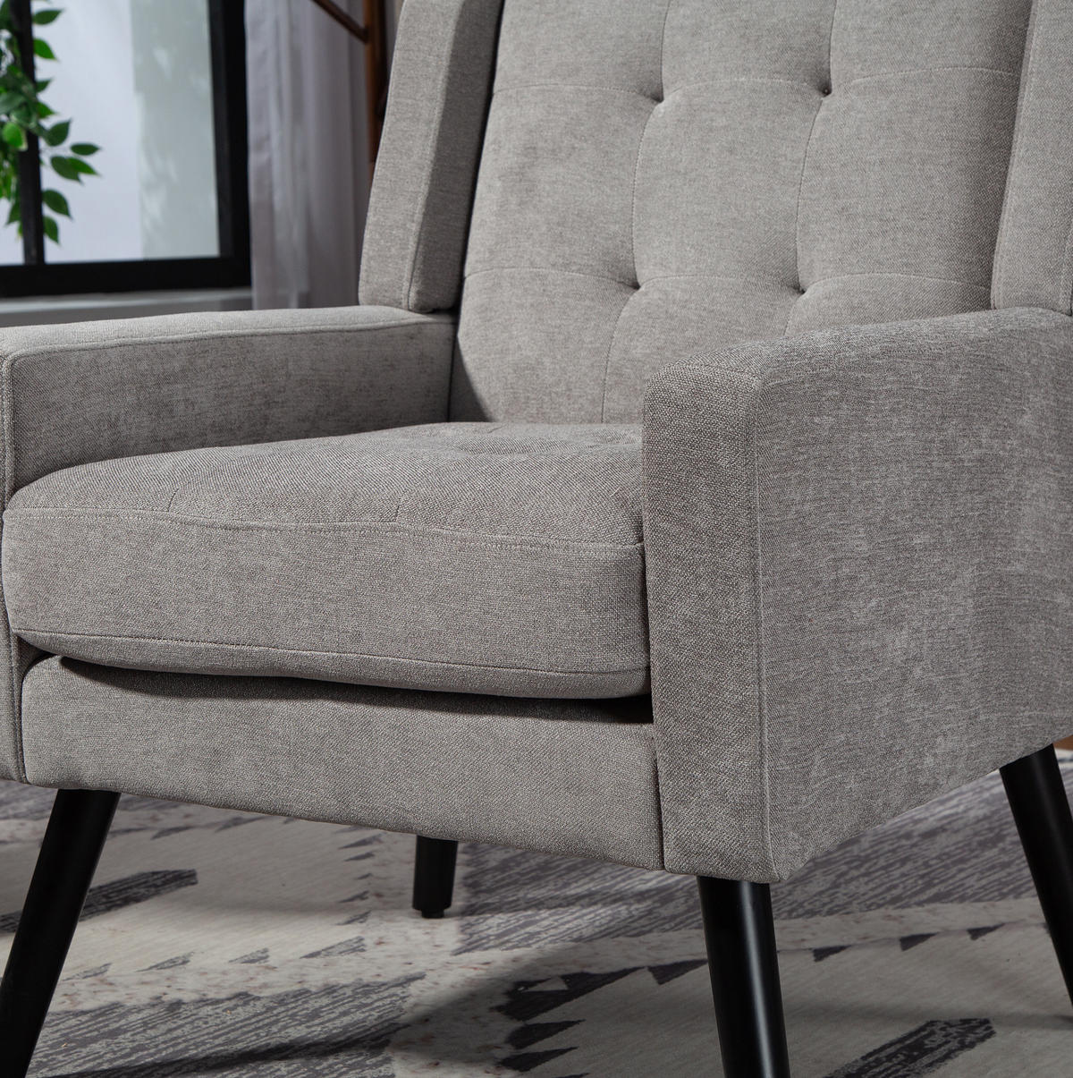 SESSEL 68/76/88 cm Light Gray aus Upholstered mit Tufting - Hellgrau, Textil (76/88/68cm) - OKMYHOME