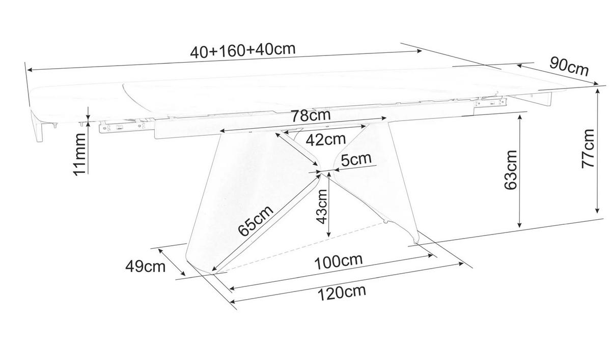 ESSTISCH Armando Weiß Marmor / Schwarz 160-240 / 90 / 76cm - Schwarz/Weiß, Holz/Keramik (90/240/76cm) - Feldmann-Wohnen