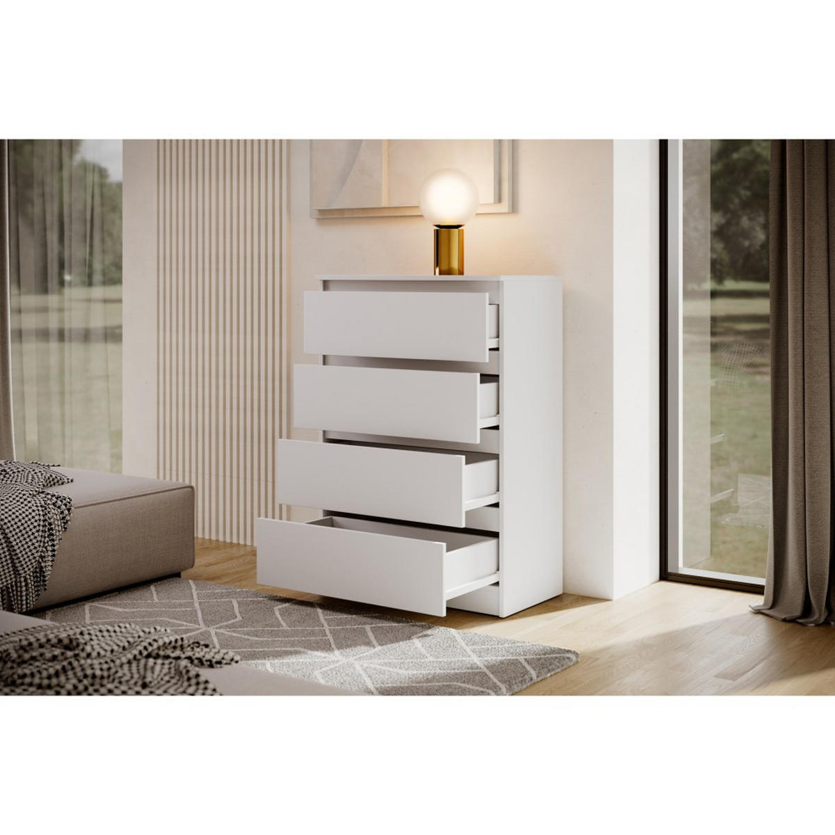 KOMMODE Lemon 70 cm mit vier Schubladen weiß matt - Weiß, Holzwerkstoff (70/102/39cm) - Beautysofa