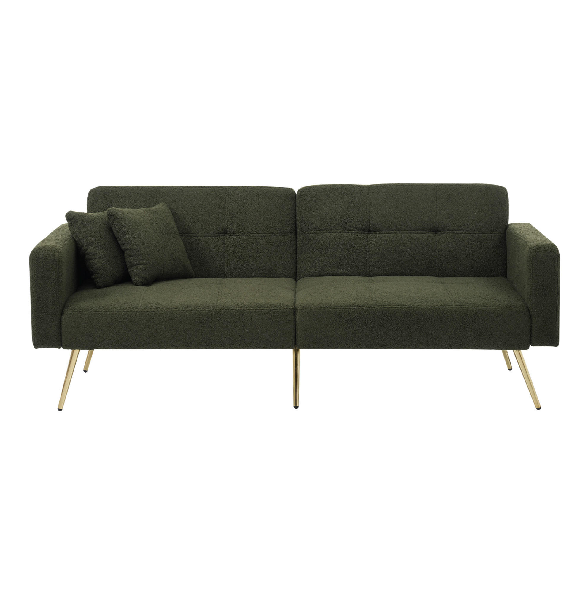 SCHLAFSOFA aus Lammwollstoff 175x64x72 cm Antikgrün mit verstellbarer Rückenlehne, Bettfunktion und Seitentaschen - Grün, Kunststoff (64/72/175cm) - Modfu