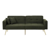 SCHLAFSOFA aus Lammwollstoff 175x64x72 cm Antikgrün mit verstellbarer Rückenlehne, Bettfunktion und Seitentaschen - Grün, Kunststoff (64/72/175cm) - Modfu