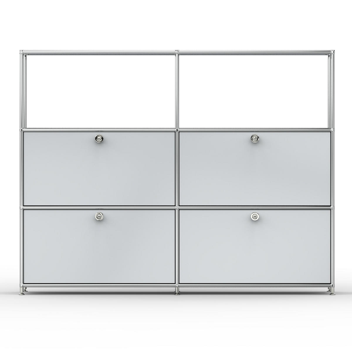 HOCHSCHRANK, 2 offene Fächer, 4 Klappen, Breite 152 cm, Lichtgrau - Chromfarben/Silberfarben, Metall (40/118/152.2cm) - Versee