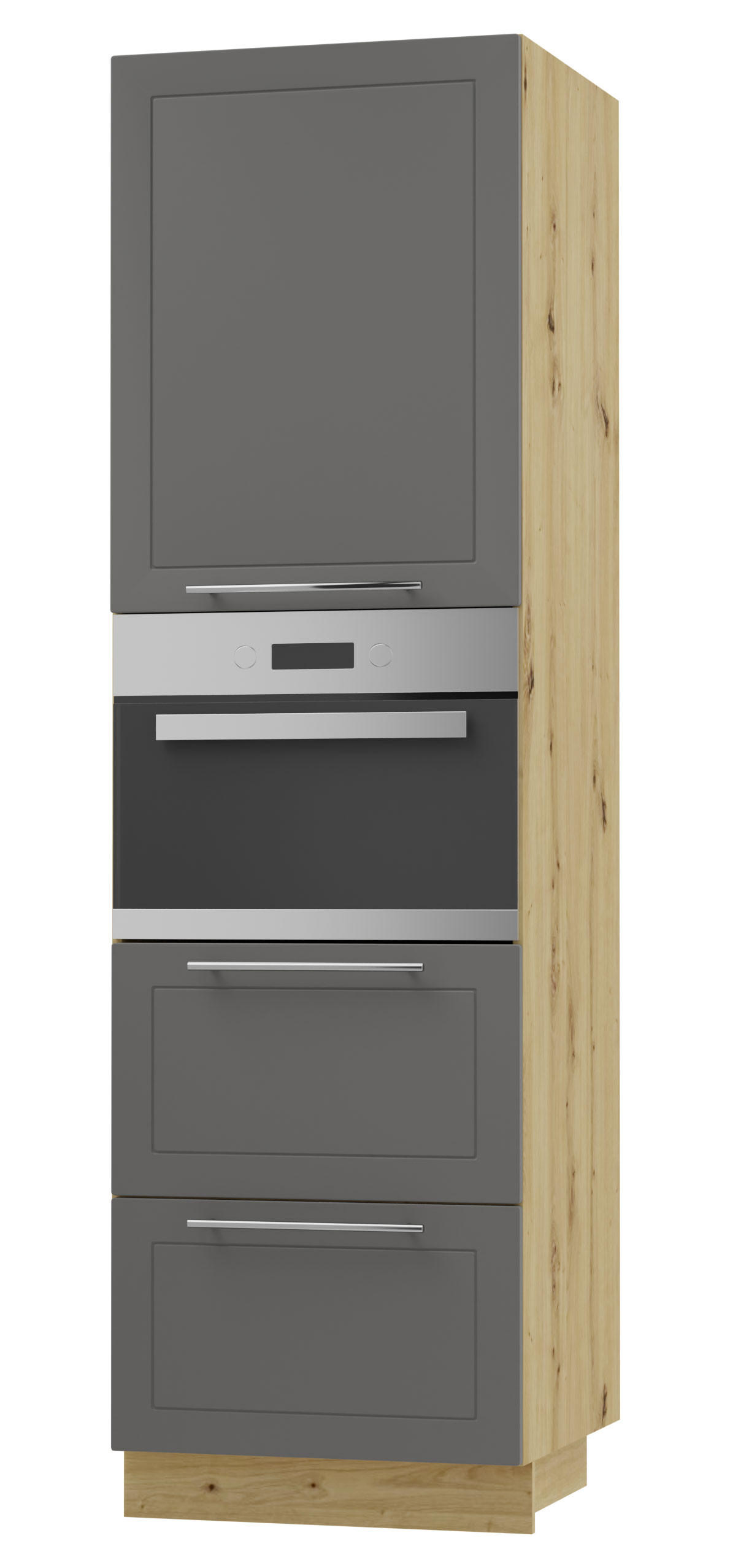 BACKOFEN-HOCHSCHRANK Kvantum D14/RU/2A/356 Graphit Matt / Eiche Artisan Matt 60 / 59 / 207cm - Graphitfarben/Eiche Artisan, Holz/Holzwerkstoff (60/207/59cm) - Feldmann-Wohnen