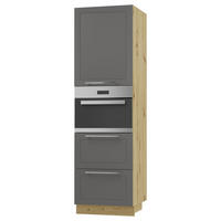 BACKOFENHOCHSCHRANK Kvantum D14/RU/2M/356 Graphit Matt / Eiche Artisan Matt 60 / 59 / 207cm - Graphitfarben/Eiche Artisan, Holz/Holzwerkstoff (60/207/59cm) - Feldmann-Wohnen