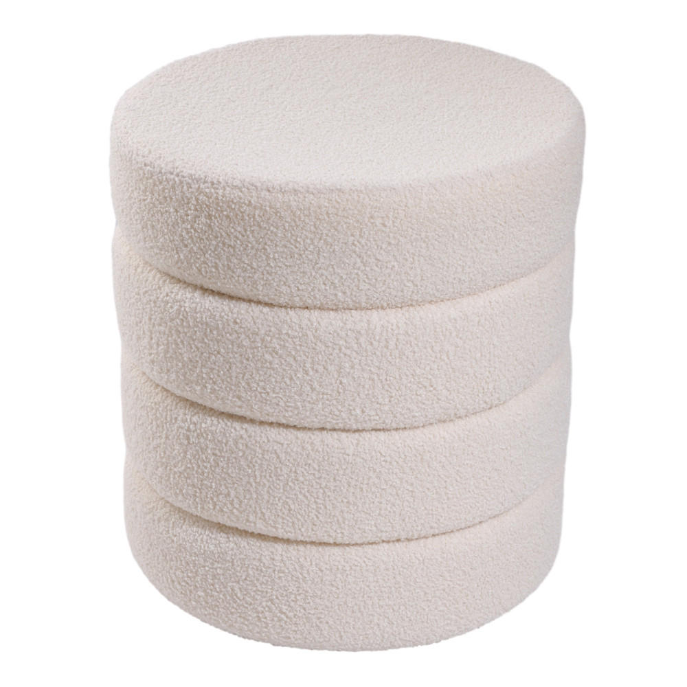 FUSSHOCKER 42/42/46 cm Zylindrisch Teddystoff Weiß - Weiß, Textil (42/46/42cm) - Livingandhome