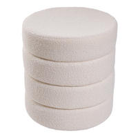 FUSSHOCKER 42/42/46 cm Zylindrisch Teddystoff Weiß - Weiß, Textil (42/46/42cm) - Livingandhome