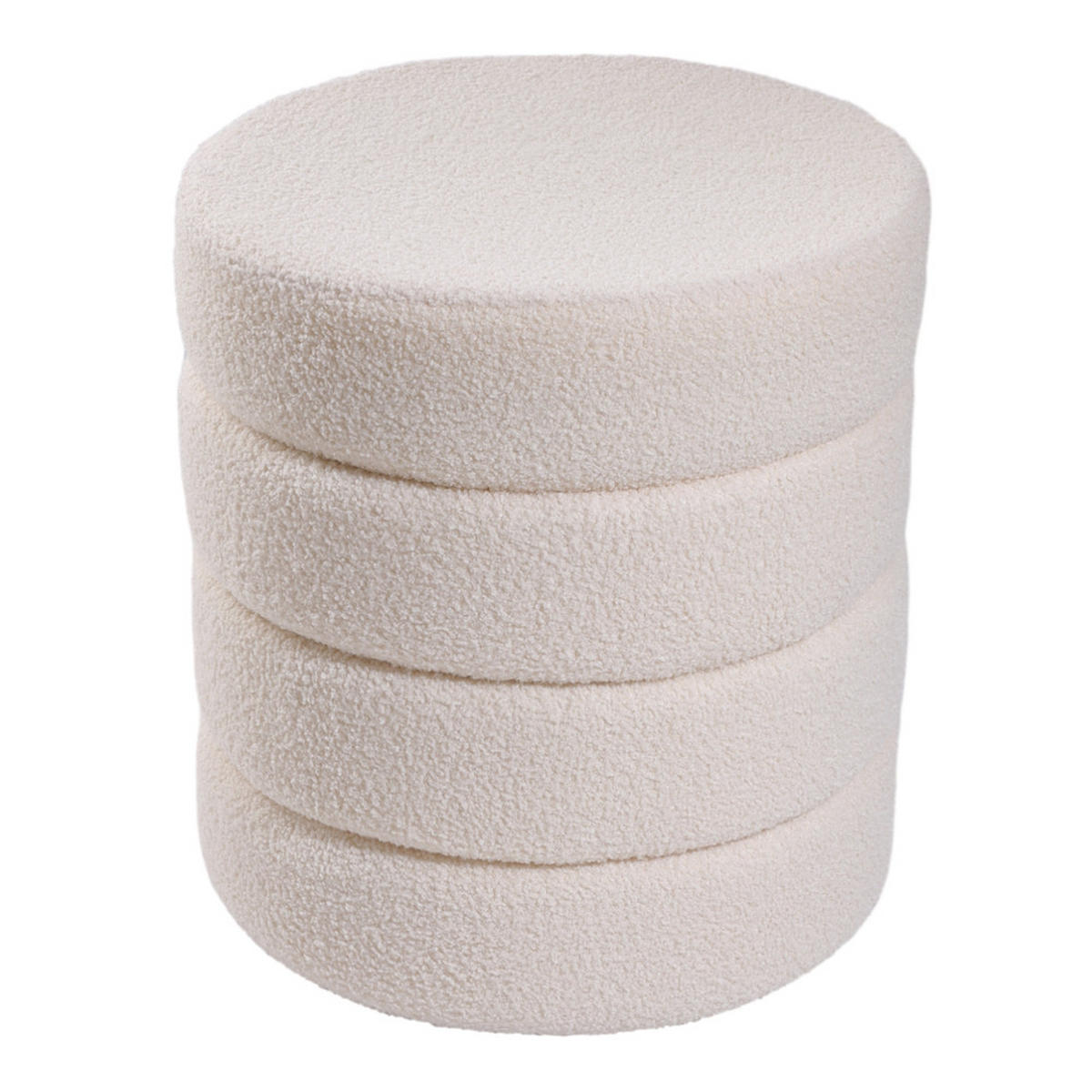 FUSSHOCKER 42/42/46 cm Zylindrisch Teddystoff Weiß - Weiß, Textil (42/46/42cm) - Livingandhome