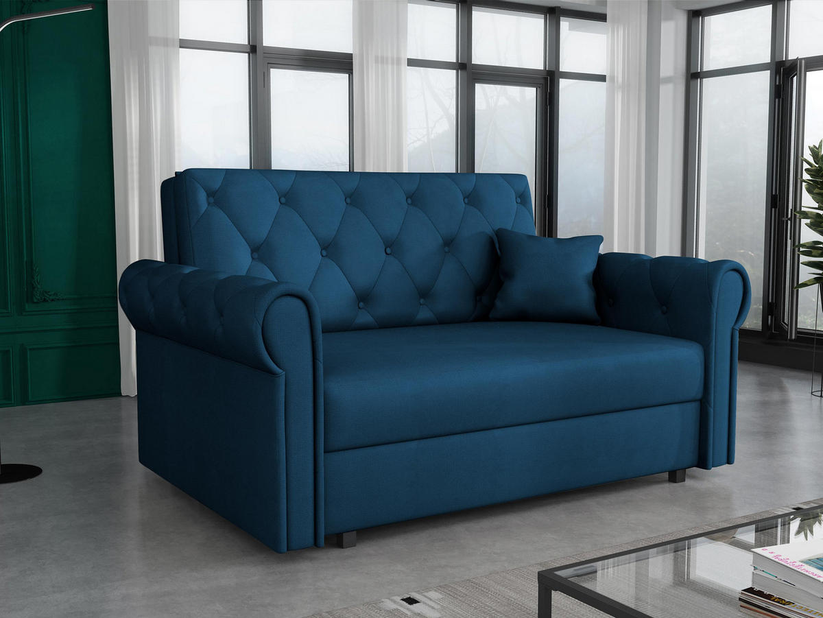 SCHLAFSOFA Viva Roma II - Blau/Schwarz, Holz/Textil (148/85/98cm) - MIRJAN24