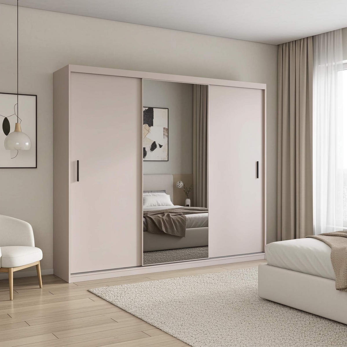 SCHWEBETÜRENSCHRANK Mirano Kaschmir 250 cm - Kaschmir, Holzwerkstoff (250/215/60cm) - Ravio