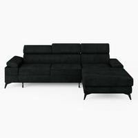 ECKSOFA VENTO Rechts Dunkelgrün Velours Premium L-Form Couch mit Schlaffunktion & Bettkasten - Dunkelgrün/Schwarz, Holz (261/190cm) - Barchello