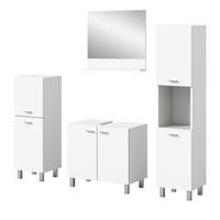 BADMÖBEL-SET weiß 4-teilig 140 cm, Kombination hängend oder stehend - Weiß, Glas/Holzwerkstoff (137/186/33cm) - Inn.Furn