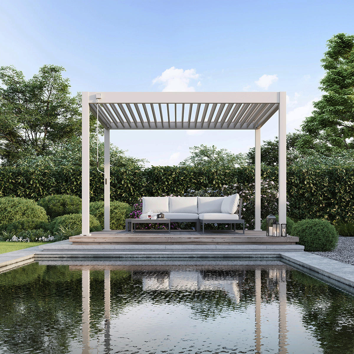 PERGOLA Classic Pavillon Terrassenüberdachung Aluminium 3 x 3,6 m Ivory Sand - Beige, Metall (300/255/360cm) - WEIDE