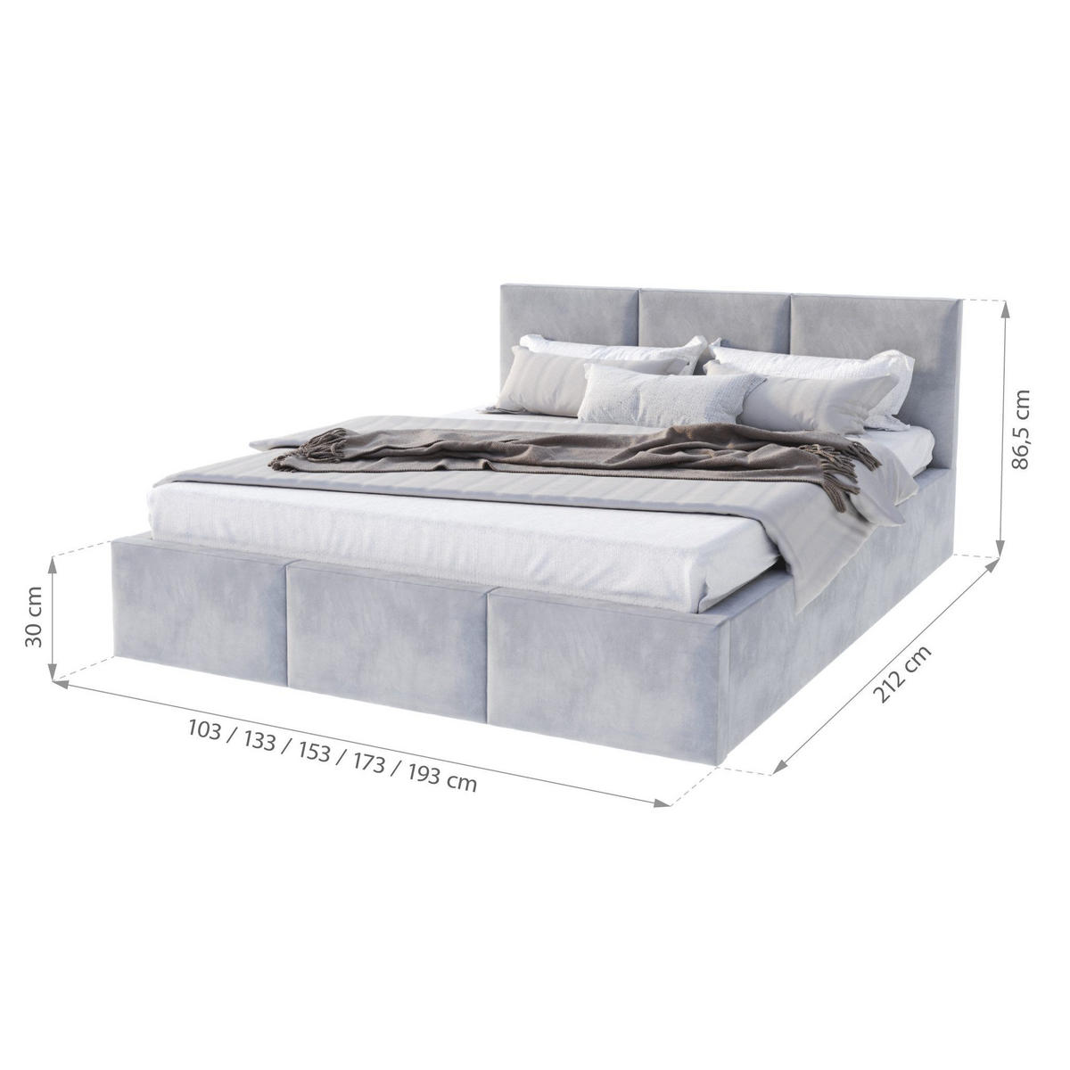 POLSTERBETT AMBER Türkis - Türkis/Birkefarben, Holz/Holzwerkstoff (140/200cm) - FDM
