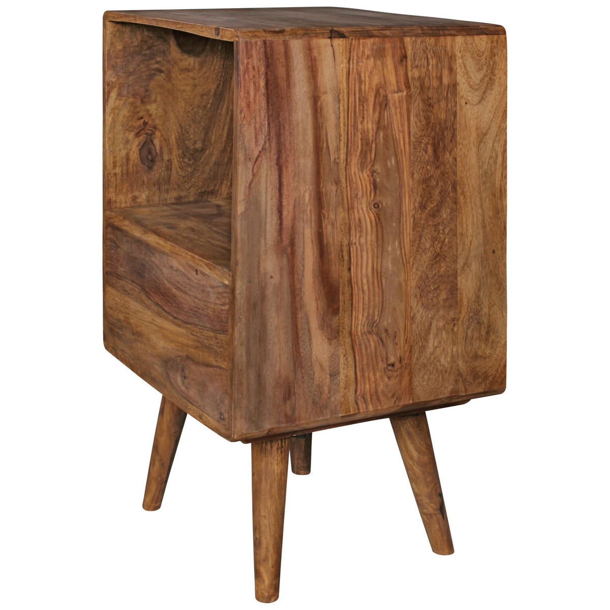 NACHTTISCH – Massivholz, 70 cm hoch, Retro-Stil, für Boxspringbett - Schwarz/Braun, Holz (40/70/35cm) - KADIMA DESIGN