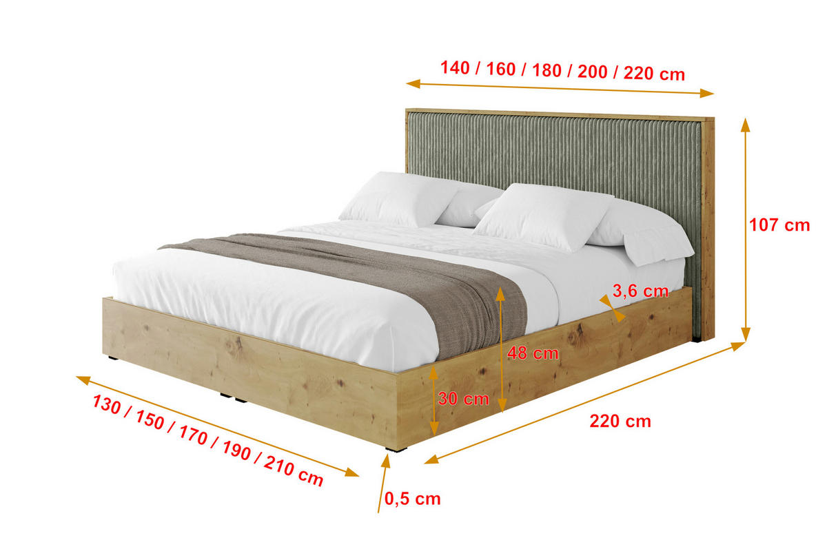 POLSTERBETT mit Bettkasten und Lattenrost, Boxbett mit Kopftei und Stauraum mit Matratze H3/H4 - ENZO10 160x200 Olivgrün - Olivgrün, Holzwerkstoff/Textil (160/200cm) - ALTDECOR