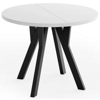ESSTISCH Vero rund ausziehbar verlängerbar, Weiss 100-300/100/77 cm - Schwarz/Weiß, Holz/Holzwerkstoff (100/300/76.5cm) - WFL GROUP