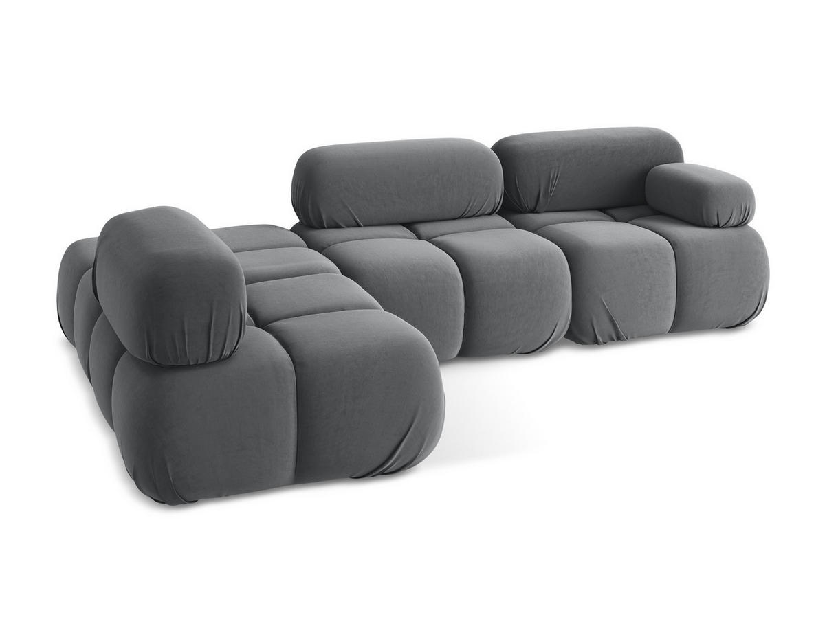 ECKSOFA Links Samt Stoff Grau - Dunkelgrau/Schwarz, Kunststoff/Textil (190/285cm) - Makamii