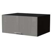 AUFSATZSCHRANK Essen W6B/80 Grau Hochglanz / Schwarz Matt 80 / 59 / 36cm - Schwarz/Grau, Holz/Holzwerkstoff (80/36/59cm) - Feldmann-Wohnen