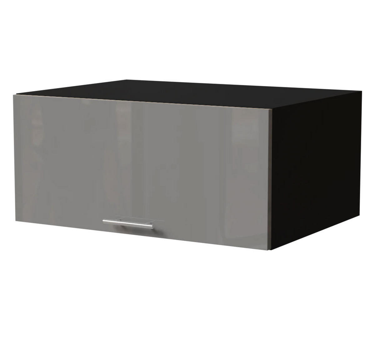 AUFSATZSCHRANK Essen W6B/80 Grau Hochglanz / Schwarz Matt 80 / 59 / 36cm - Schwarz/Grau, Holz/Holzwerkstoff (80/36/59cm) - Feldmann-Wohnen