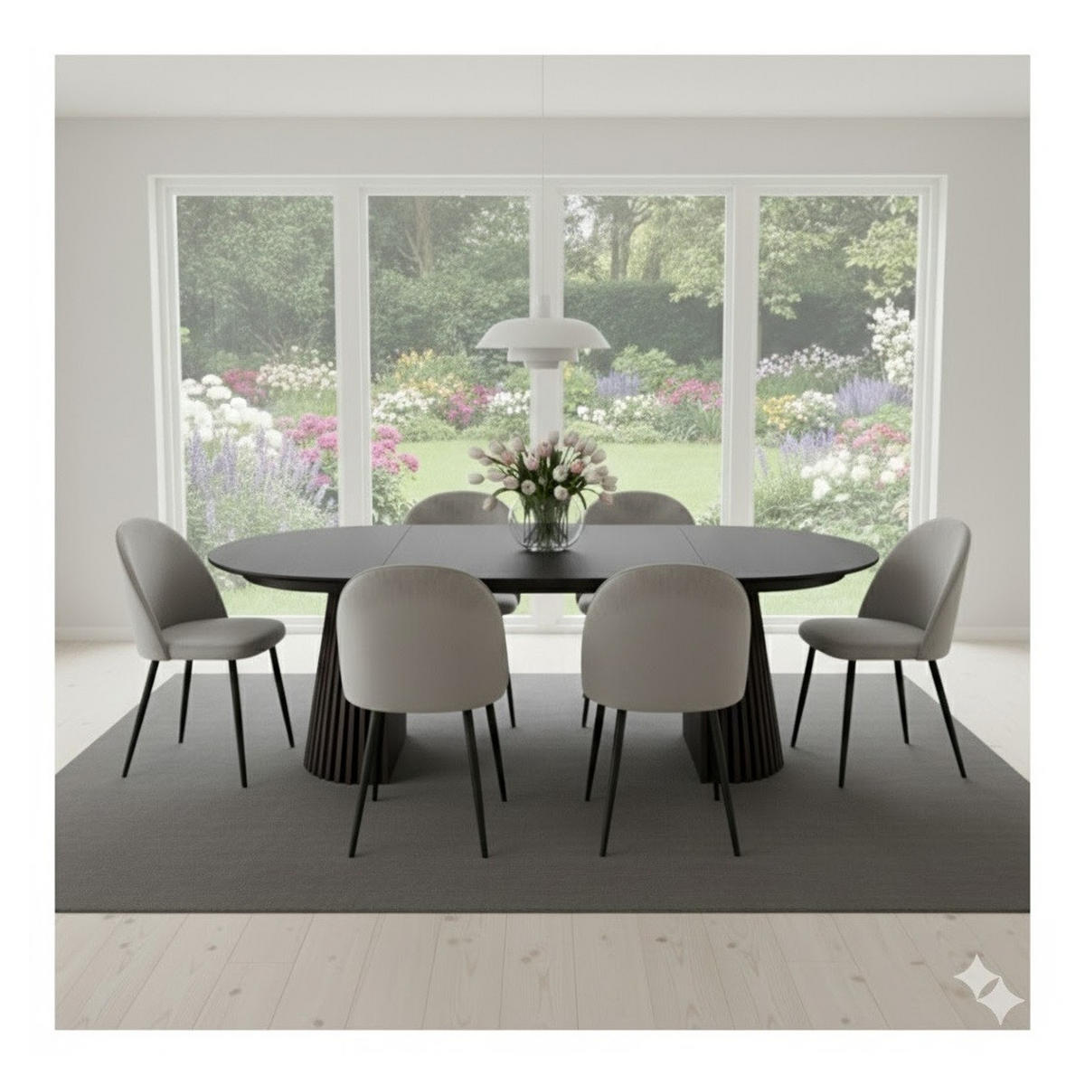 TISCHGRUPPE Schwarz - Schwarz/Grau, Holzwerkstoff/Textil (120/75/120cm) - ebuy24