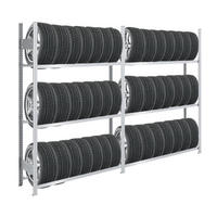 REIFENREGAL TIRE PRO 2er-Set für insgesamt 36 Reifen 3 Ebenen 150kg Fachlast pro Ebene Verzinkt - Silberfarben, Metall (300/200/43cm) - PROREGAL