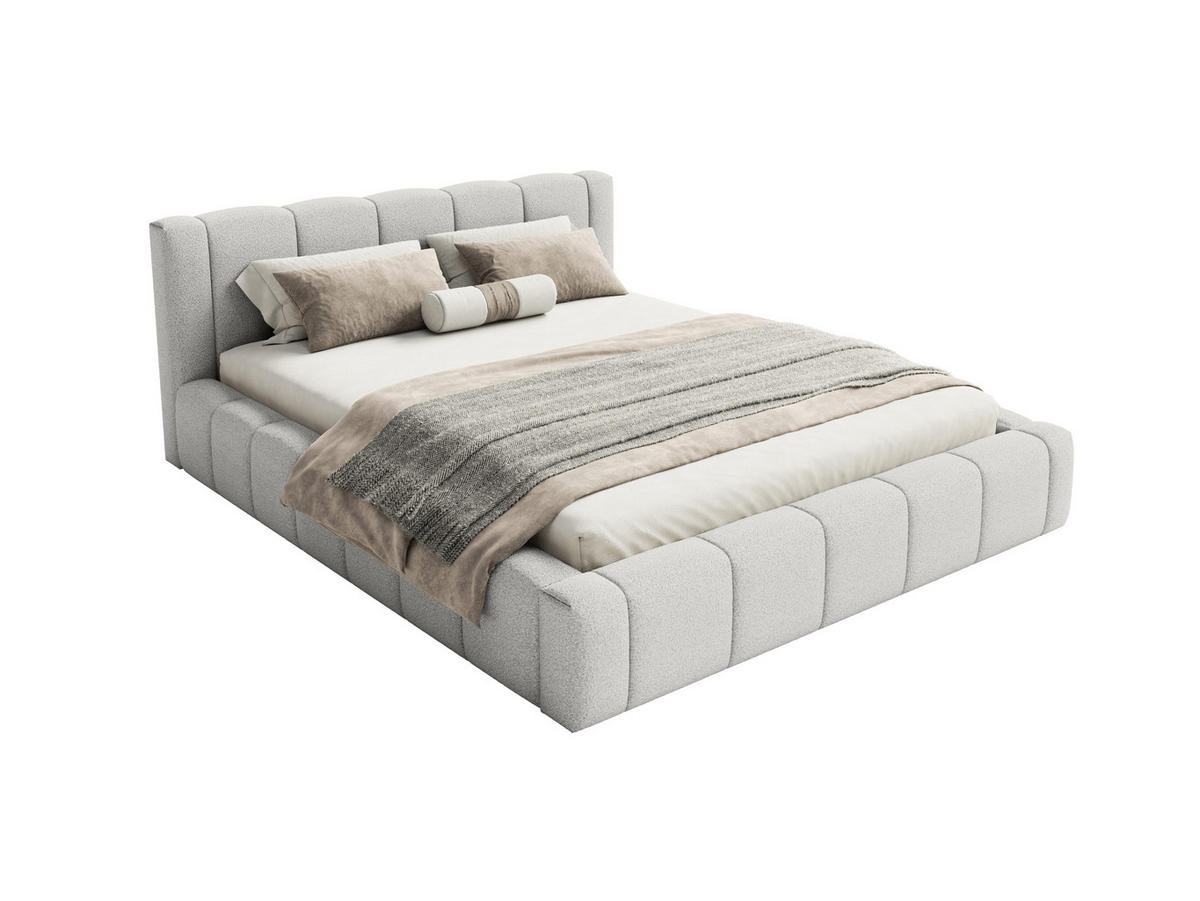 POLSTERBETT Nedi 140x200 cm, Grau - Grau, Textil (140/200cm) - Fedve