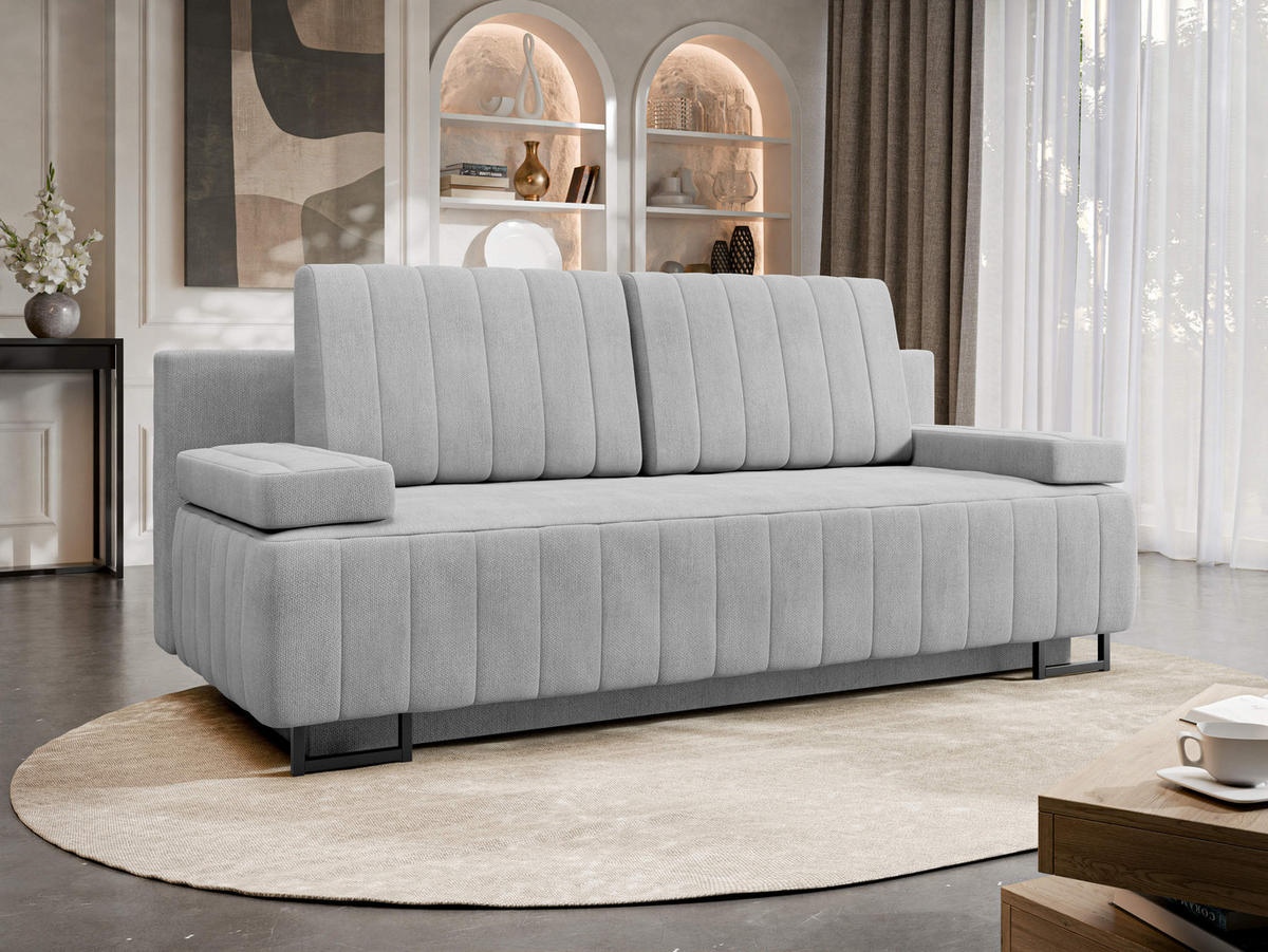 SCHLAFSOFA Laguna - Hellgrau/Schwarz, Holz/Textil (200/90/90cm) - MIRJAN24