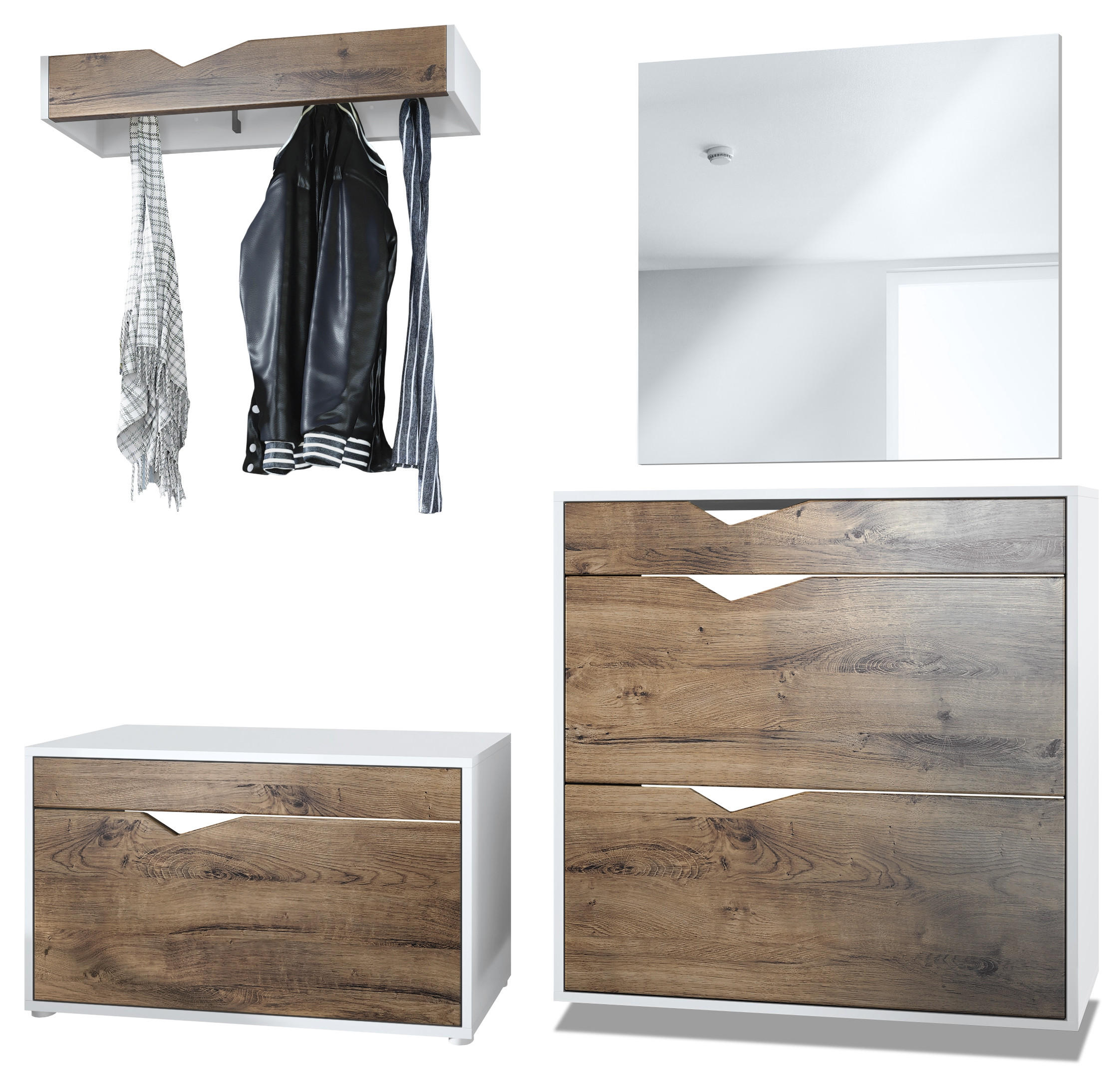 GARDEROBE Kolmio Fronten in Eiche Ribbeck - Alteiche, Holzwerkstoff (190/185/33cm) - Vladon