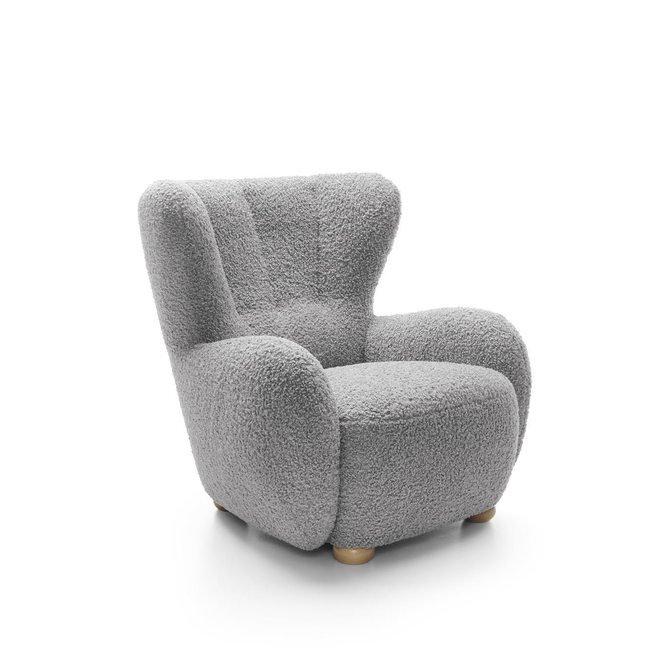 OHRENSESSEL Teddy Grau, Buchenholz Bein, Sessel aus Boucle-Stoff - Buchefarben/Grau, Holzwerkstoff/Textil (88/91/100cm) - Bettso