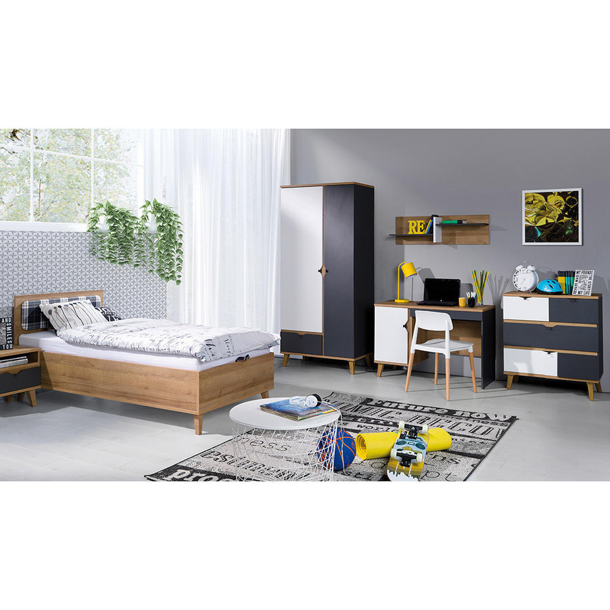 KLEIDERSCHRANK Maribor-132 - Braun, Holzwerkstoff (90/200/52cm) - Lomado