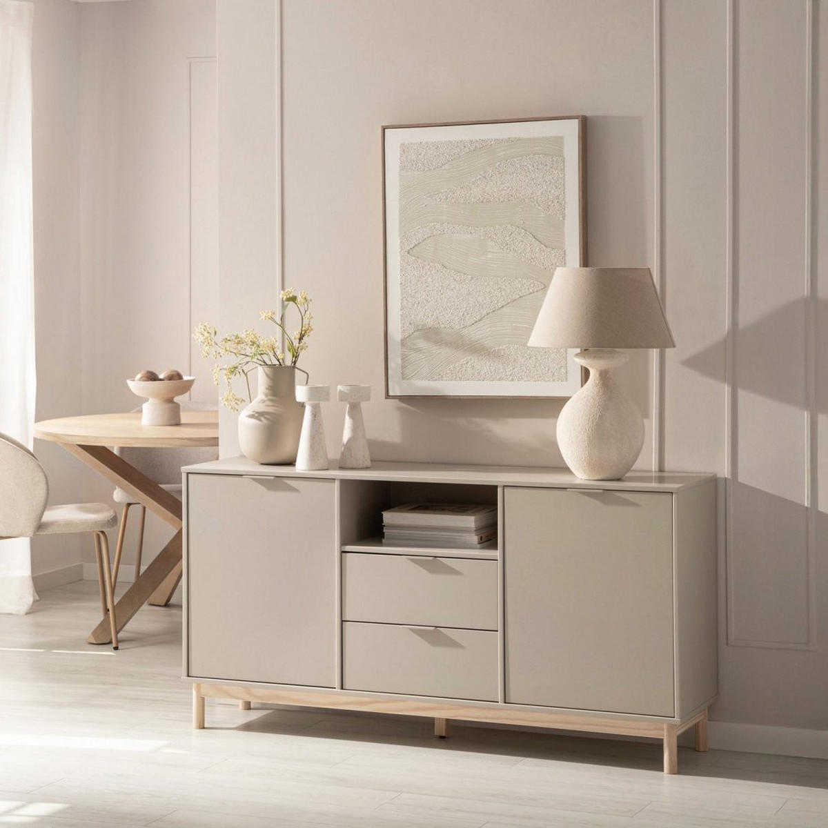 ANRICHTE NIEDRIGE Elian Grau 150 cm x 78 cm - Grau, Holzwerkstoff (150/78/38cm) - Klast Home