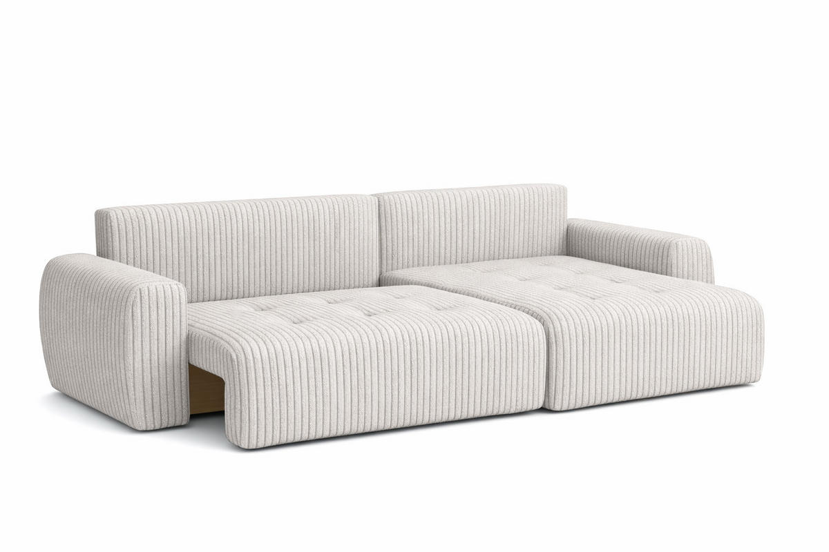ECKSOFA Mit Schlaffunktion Und Bettkasten L-Form Ivo L, Cordstoff Poso, Beige, Rechts - Beige, Holz (250/142cm) - Kaiser Möbel
