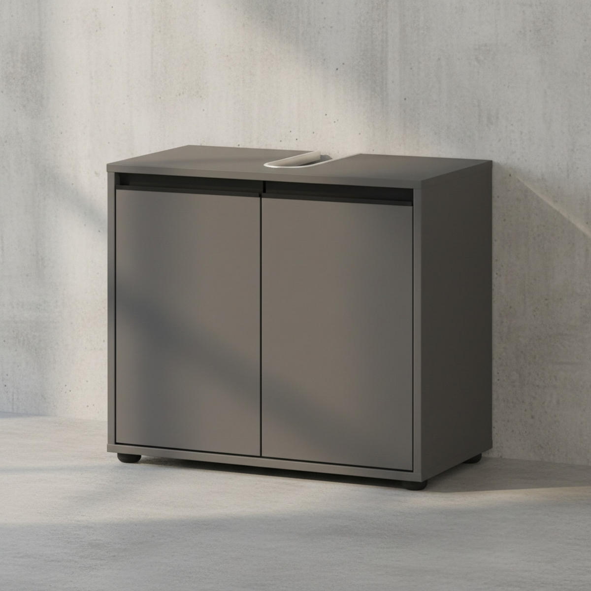 WASCHBECKENUNTERSCHRANK 63 cm mit zwei Türen und Einlegeboden | Graphit - Schwarz, Holzwerkstoff (63/55/34cm) - KADIMA DESIGN