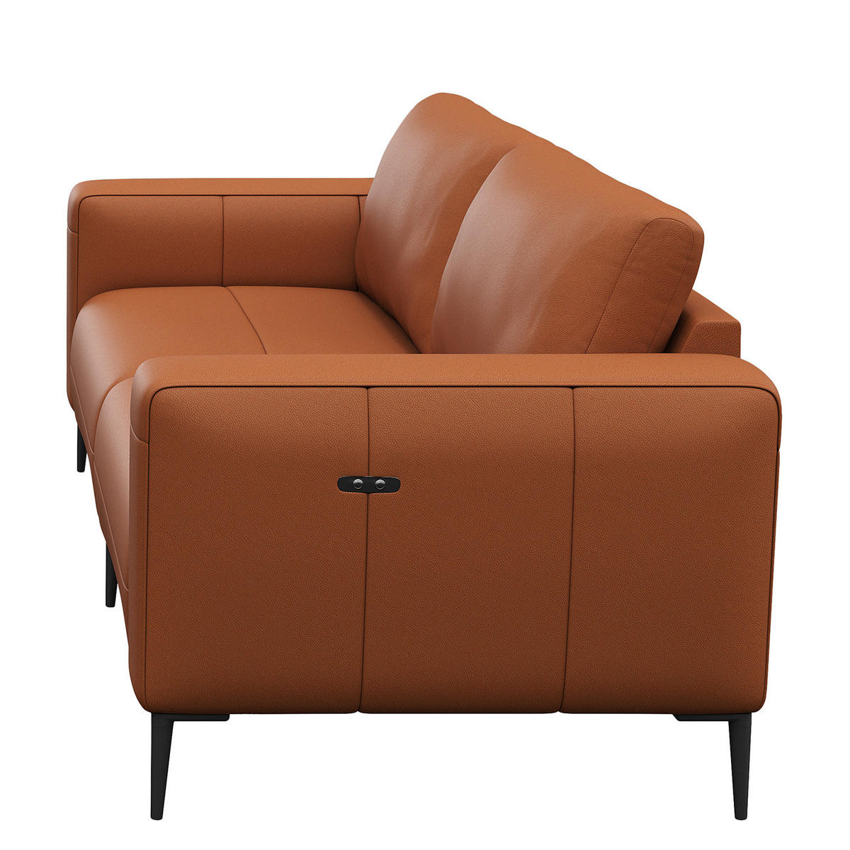3-SITZER SOFA - Kastanienfarben/Schwarz, Leder/Metall (225/77/88cm) - home24