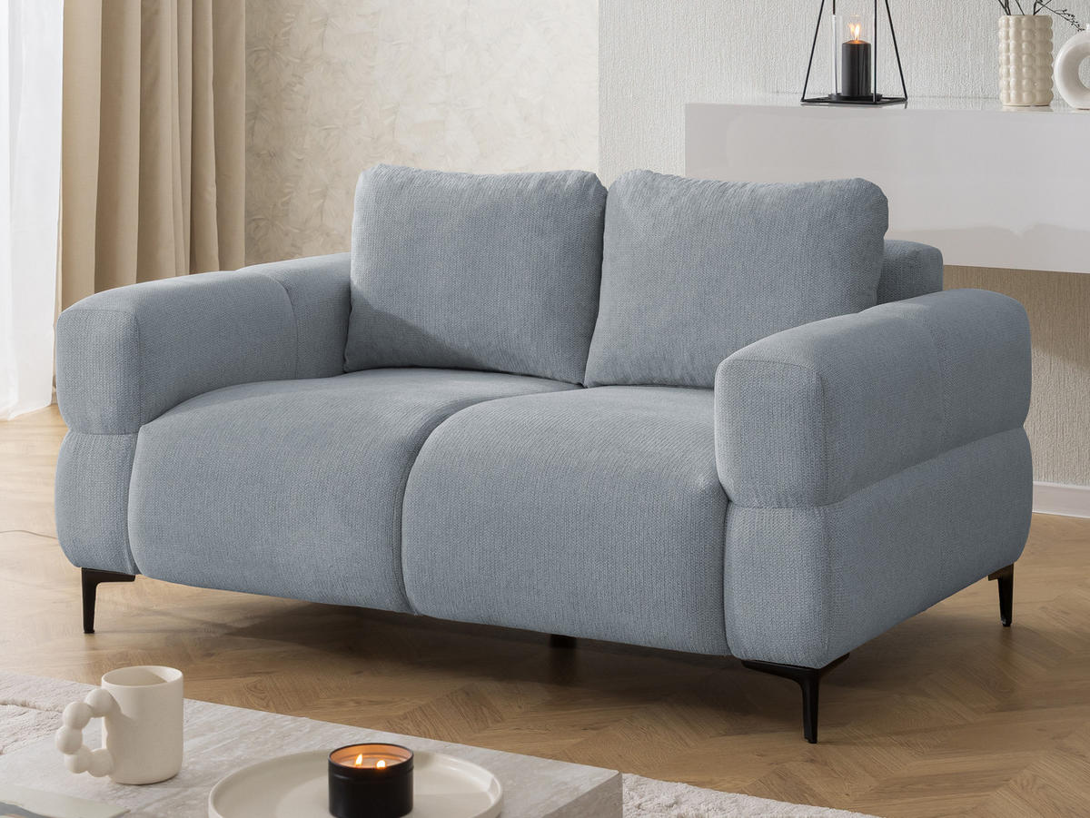 SITZGARNITUR 3+2+1 Cardea in Bubble-Optik aus weichem Grau Strukturstoff mit hohem Sitzkomfort - Schwarz/Grau, Holz/Textil (217/80/97cm) - S-Style Möbel