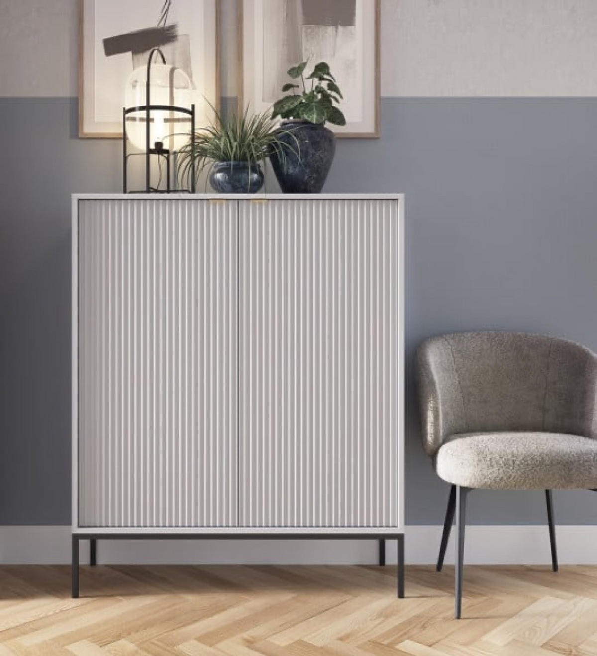 KOMMODE Grau NEW K104 Geriffelt Schwarz - Grau, Holzwerkstoff (104/125/39cm) - Sepro Meble