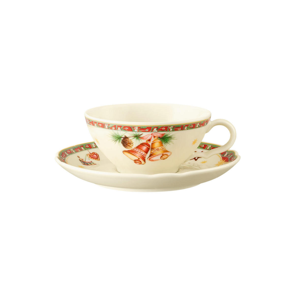 TEETASSE MIT UNTERTASSE Marieluise Weihnachtsnostalgie creme 130 ml 2er Set - Creme, Keramik (13/6.2/13cm) - Seltmann Weiden