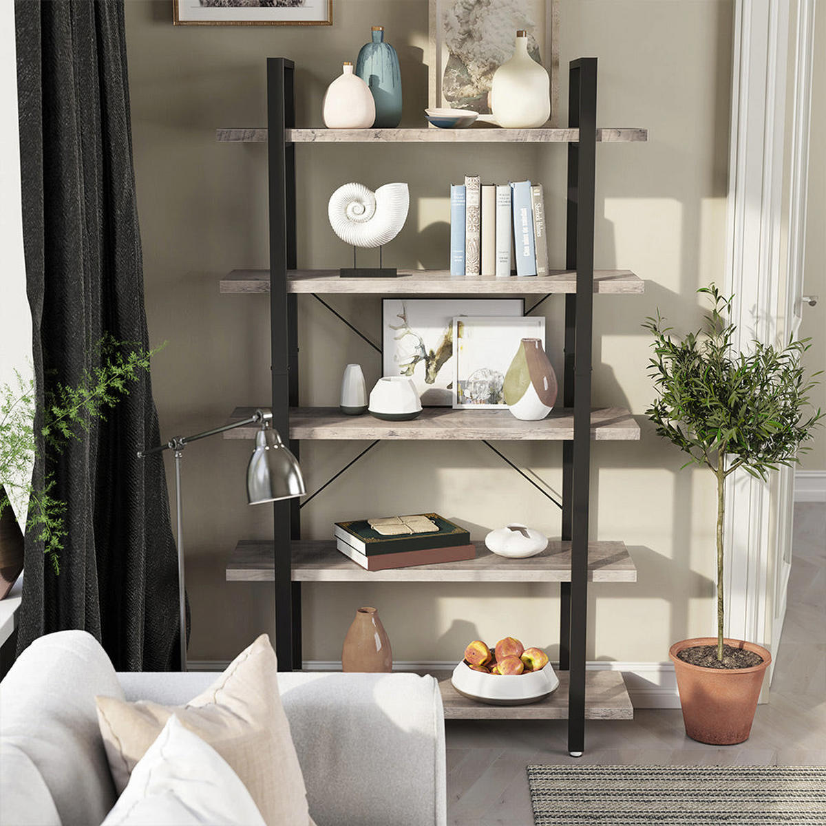 STANDREGAL BÜCHERREGAL - Schwarz, Holzwerkstoff (33.5/178/105cm) - Hansiro