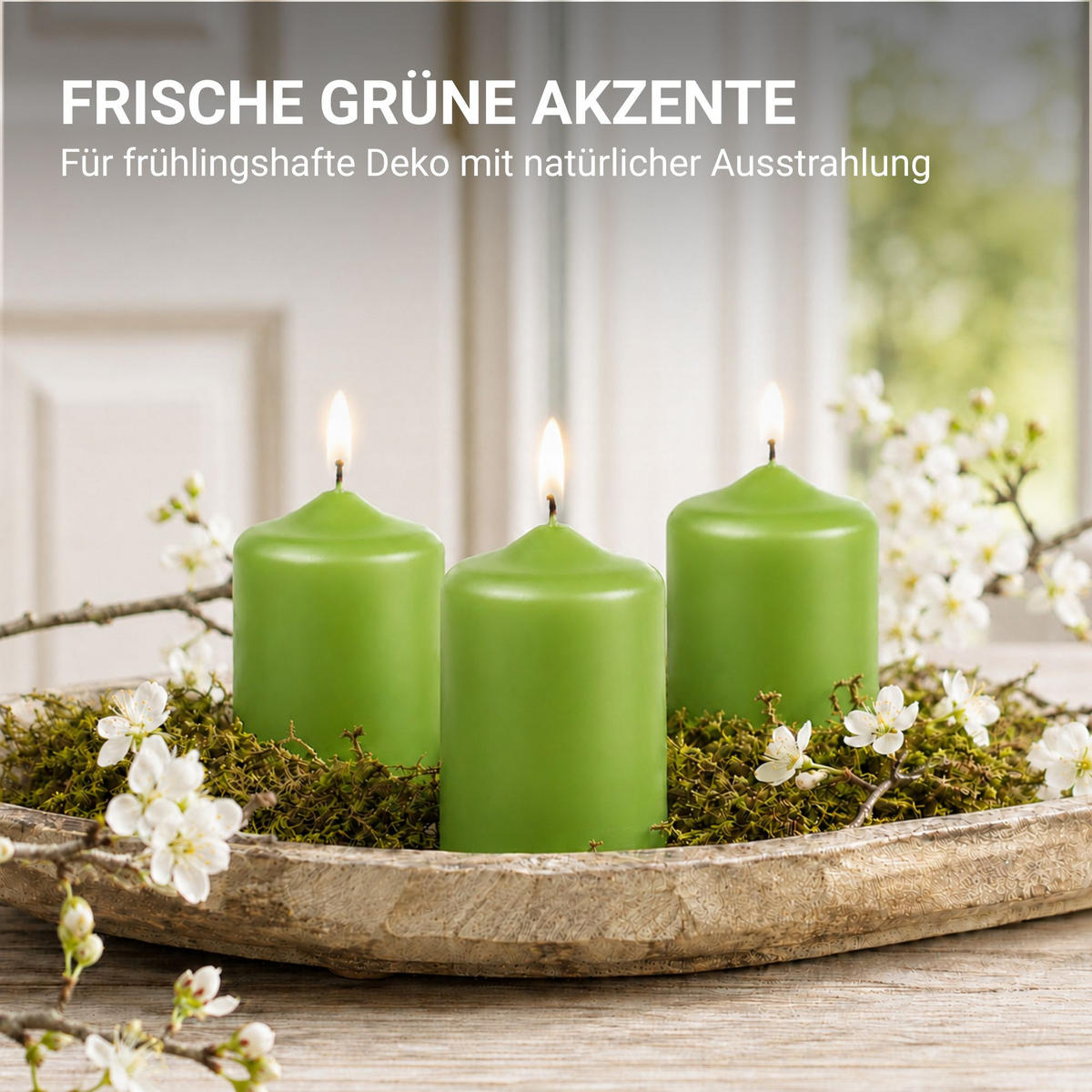 STUMPENKERZEN Ø4cm x 6cm - 6er Pack Grün - Grün, Naturmaterialien (4/6cm)