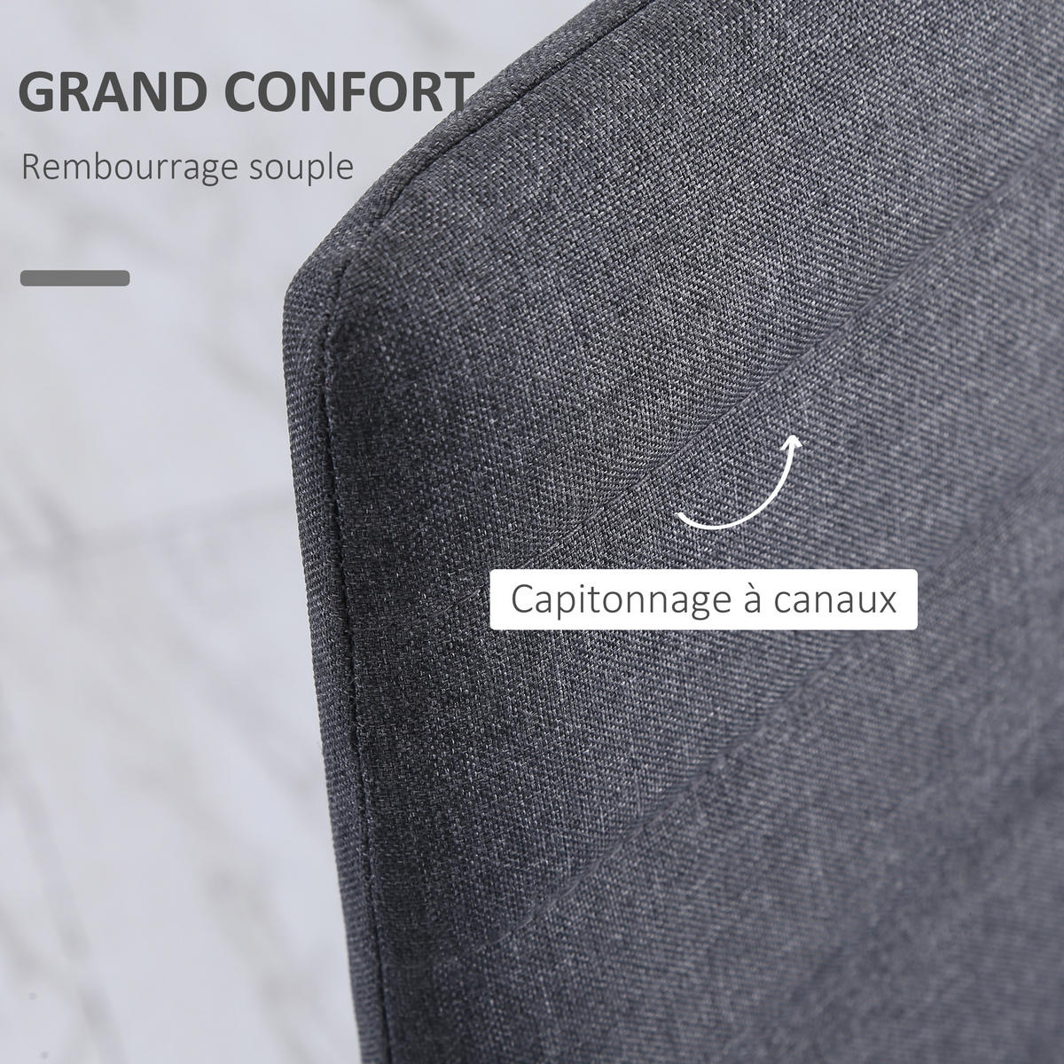 ESSZIMMERSTÜHLE 4er-Set DE-13287 hohe Rückenlehne & Leinenbezug Grau - Grau, Metall (41/97/50cm) - ComfortXL