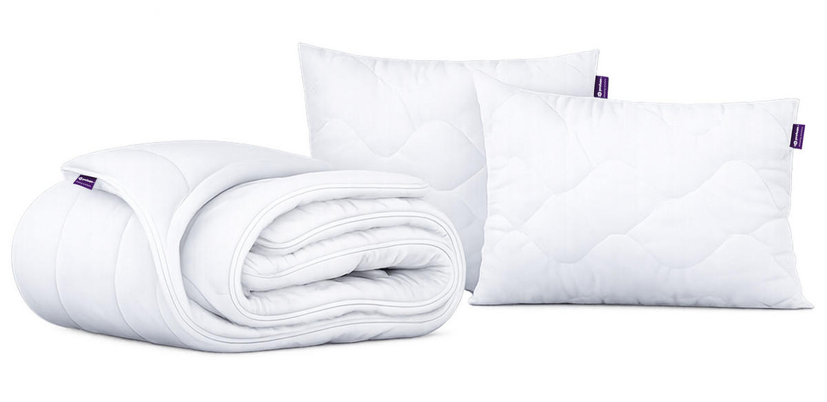 GANZJAHRESBETTDECKE Anti-Stress-Effekt CALIMA 160/200 mit Kopfkissen 40/80 - Weiß, Textil (160/200cm) - MKS