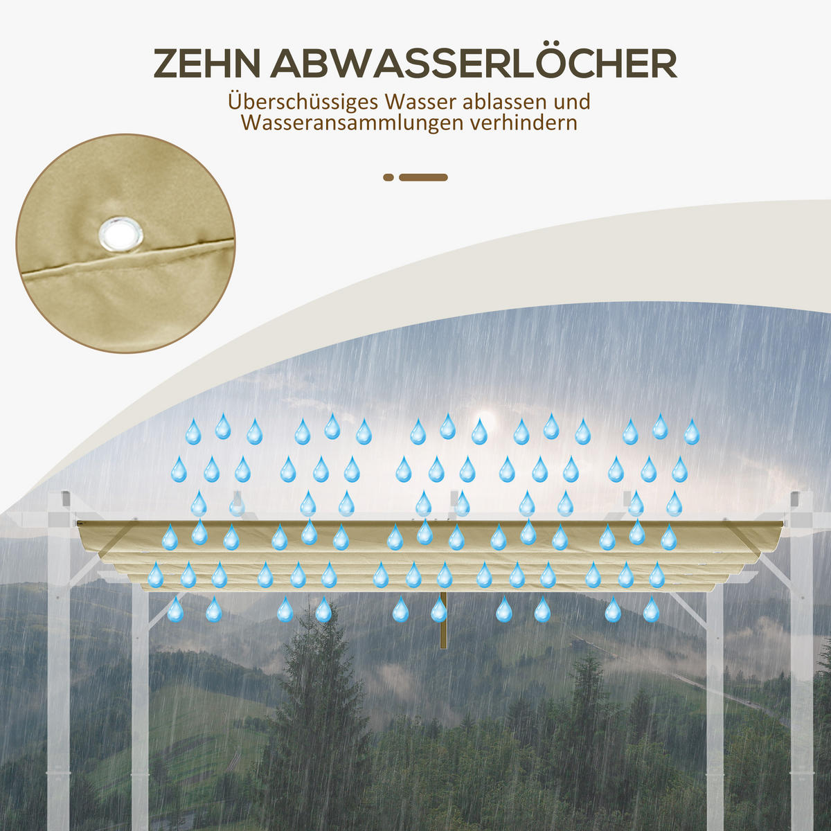 ERSATZDACH, Polyester, Beige - Beige, Kunststoff (260/6/350cm) - Outsunny