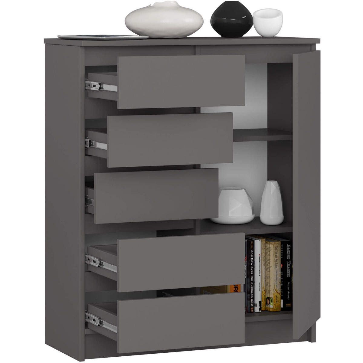 KOMMODE Graphit Grau 97/80/35 - Graphitfarben, Holzwerkstoff (80/97/35cm) - RAUMHIRSCH FURNITURE